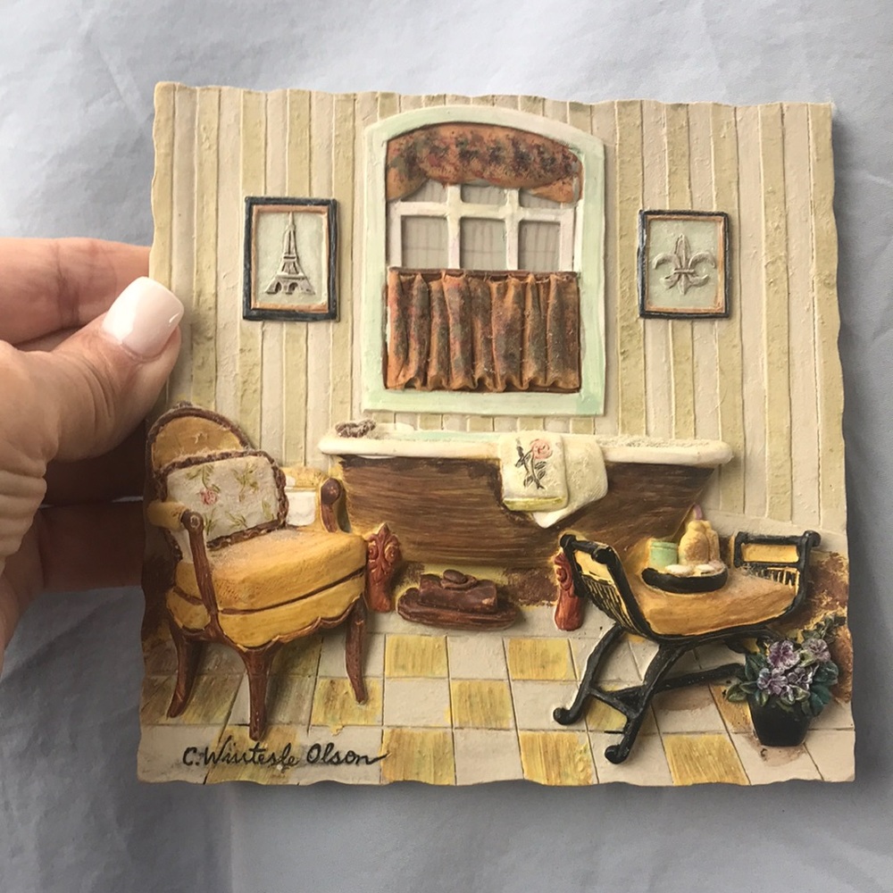 3D cute Bathroom plaque . Signed by famous artist